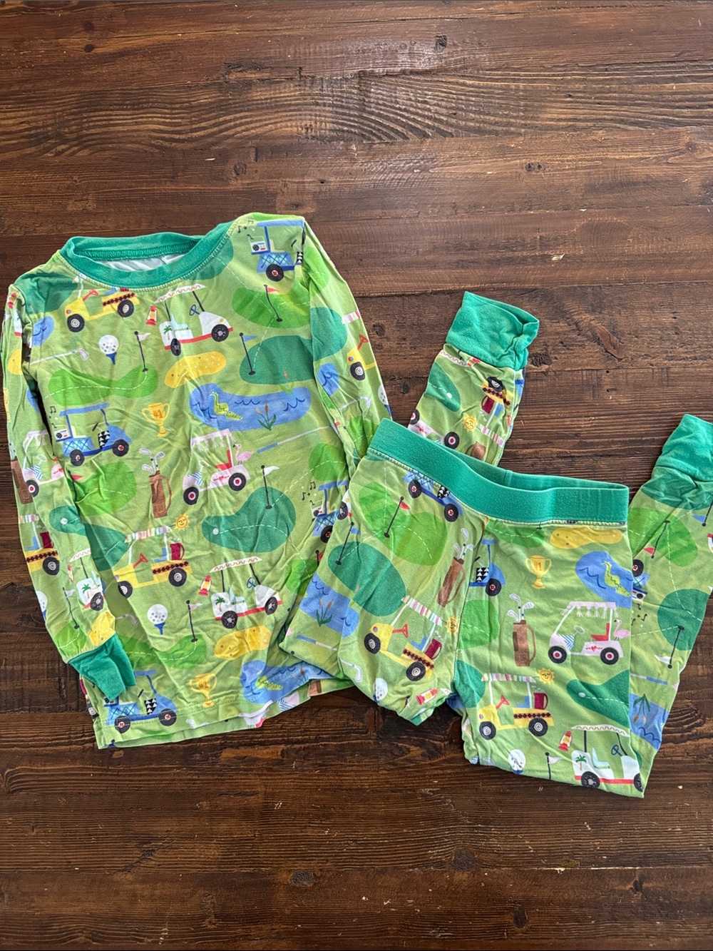 Little Sleepies Green Tractor & Golf Course Print Pajama Set